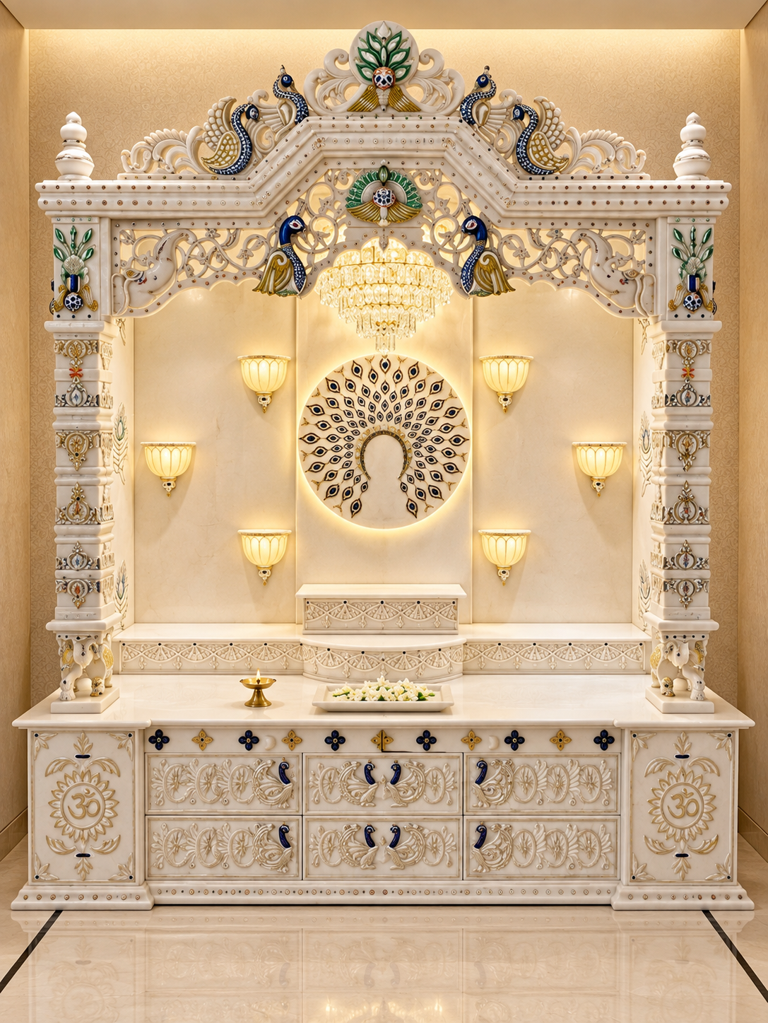 Modern Luxury Peacock Mandir